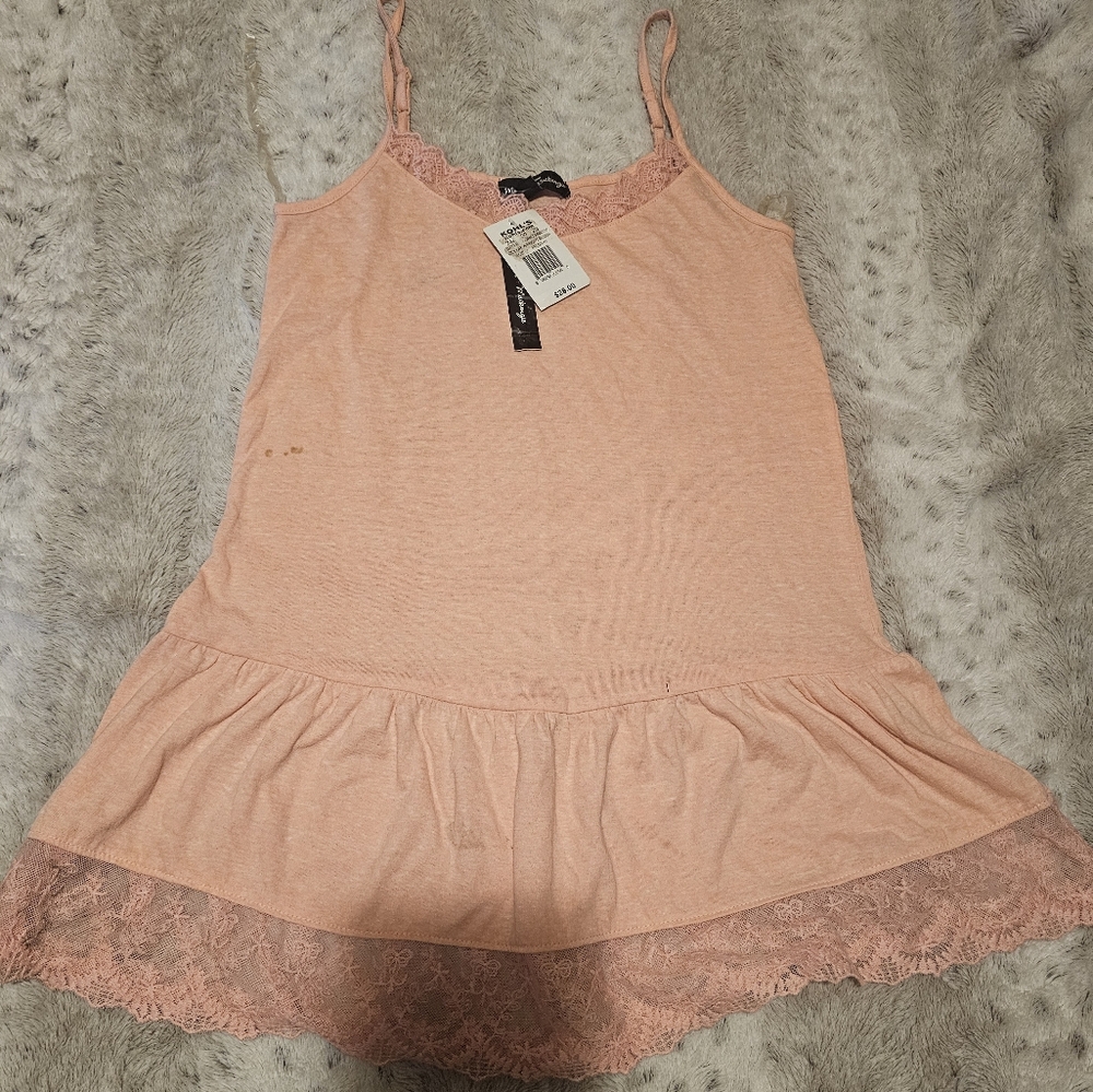 Pink Lace Trim Top